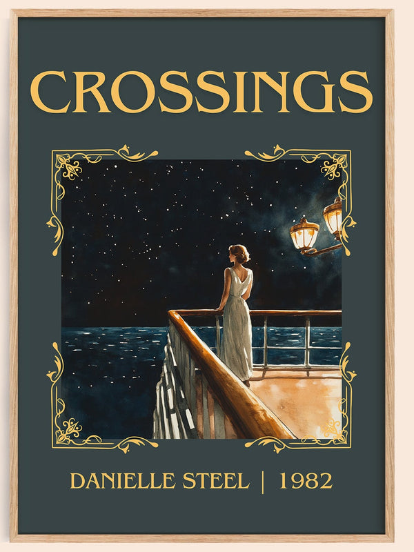 Crossings classic book art book poster by Danielle Steel – framed literary art print