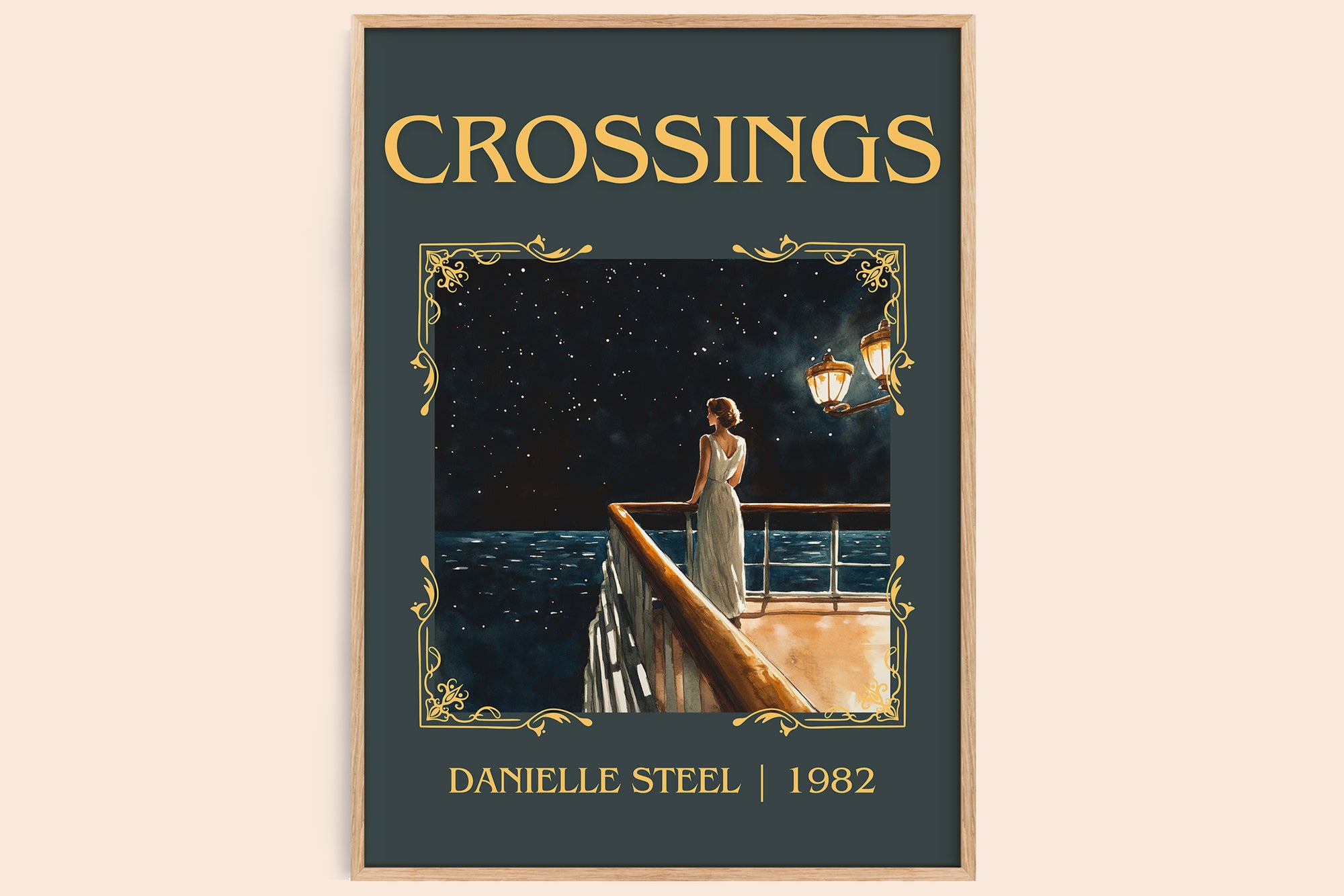 Crossings classic book art book poster by Danielle Steel – framed literary art print