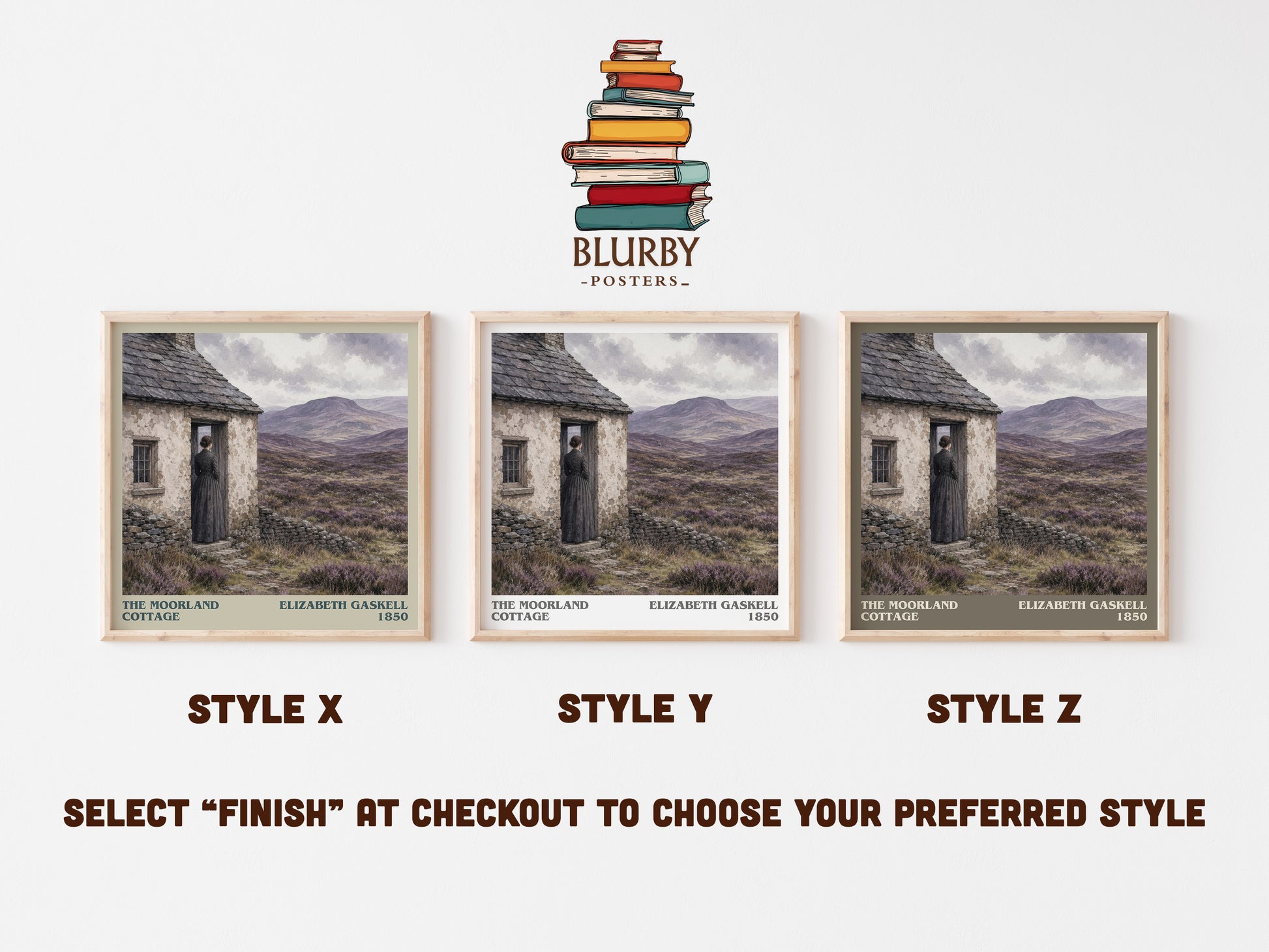The Moorland Cottage literary print in frame leaning in hallway – classic literature wall art