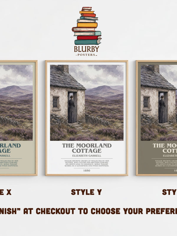 The Moorland Cottage bookish print in frame leaning in hallway – classic literature wall art