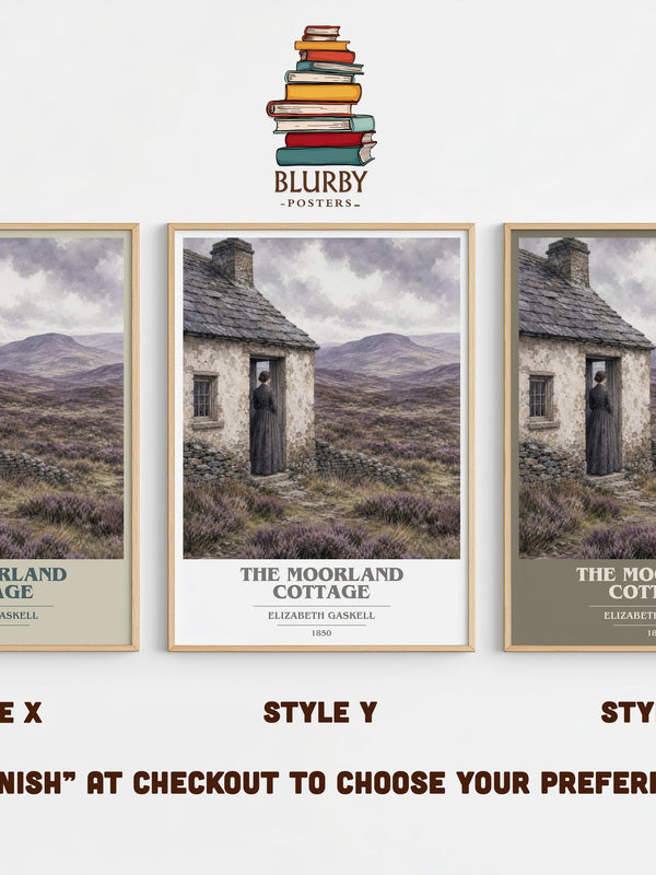 The Moorland Cottage book cover print in frame leaning in hallway – classic literature wall art