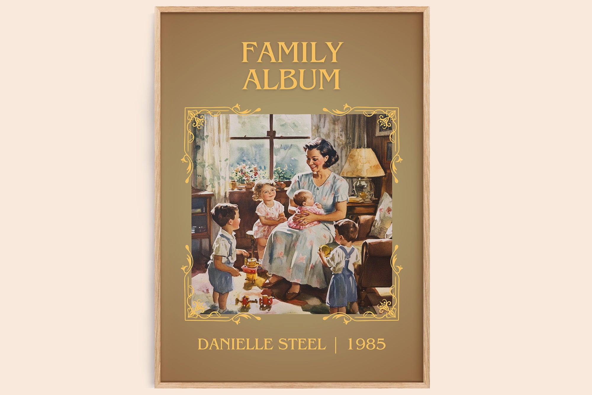 Family Album classic book art book poster by Danielle Steel – framed literary art print
