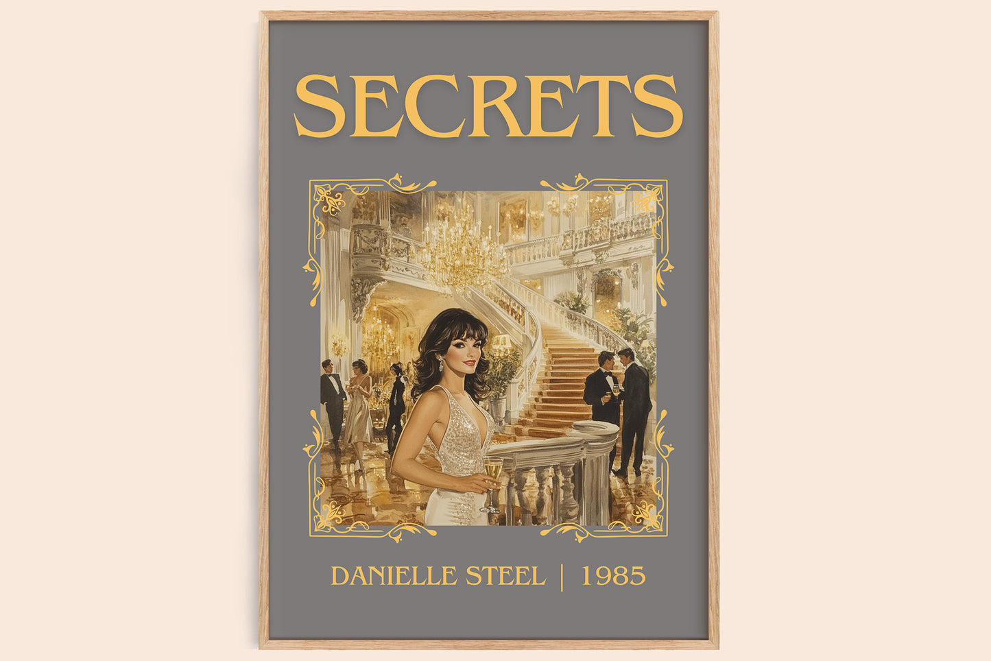 Secrets classic book art book poster by Danielle Steel – framed literary art print