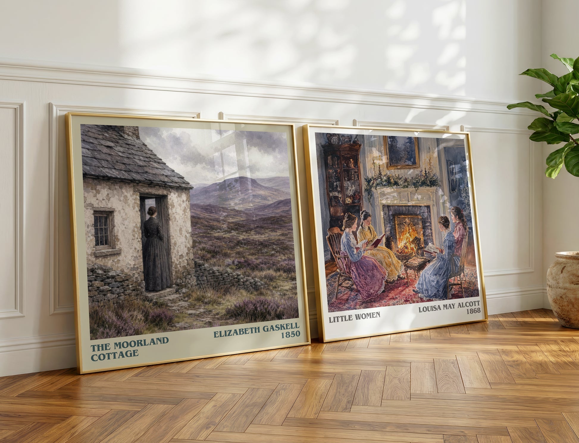 The Moorland Cottage literary print on bookshelf – Elizabeth Gaskell fan gift