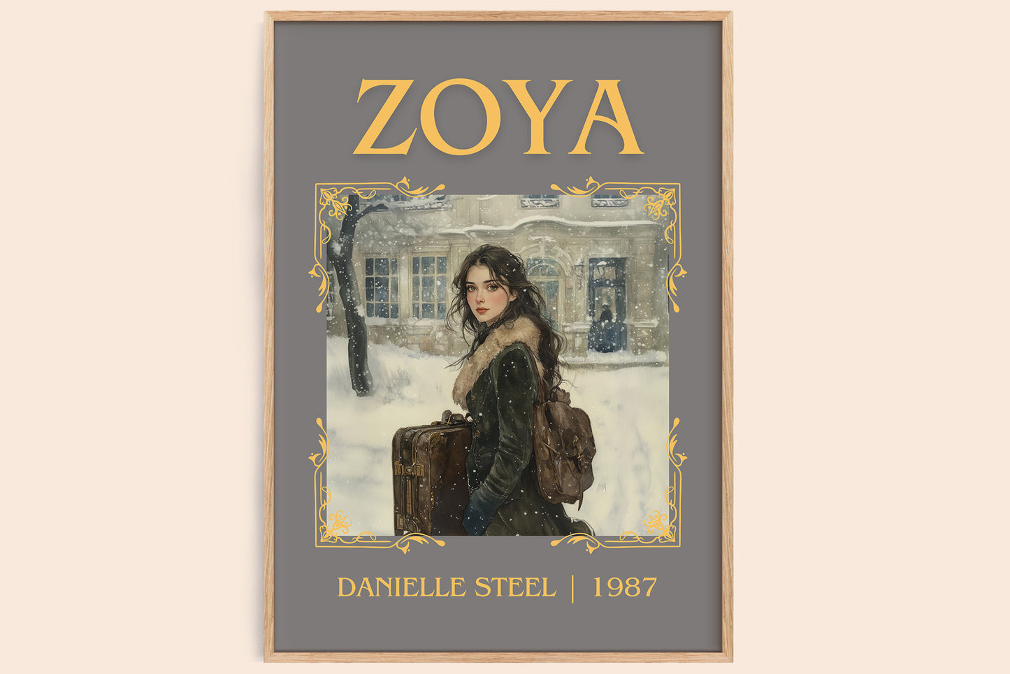 Zoya classic book art book poster by Danielle Steel – framed literary art print
