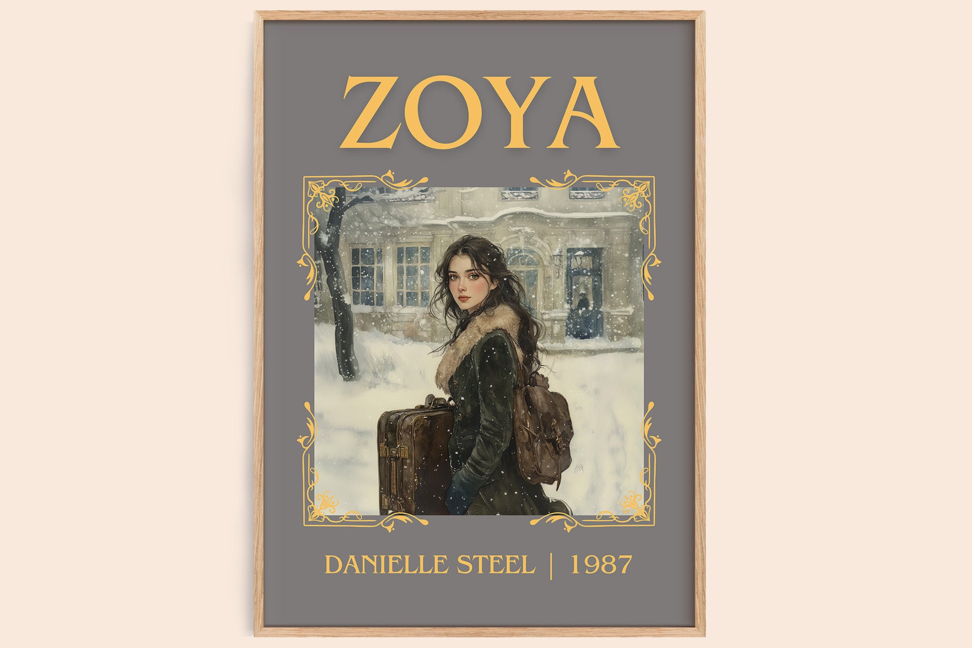 Zoya classic book art book poster by Danielle Steel – framed literary art print