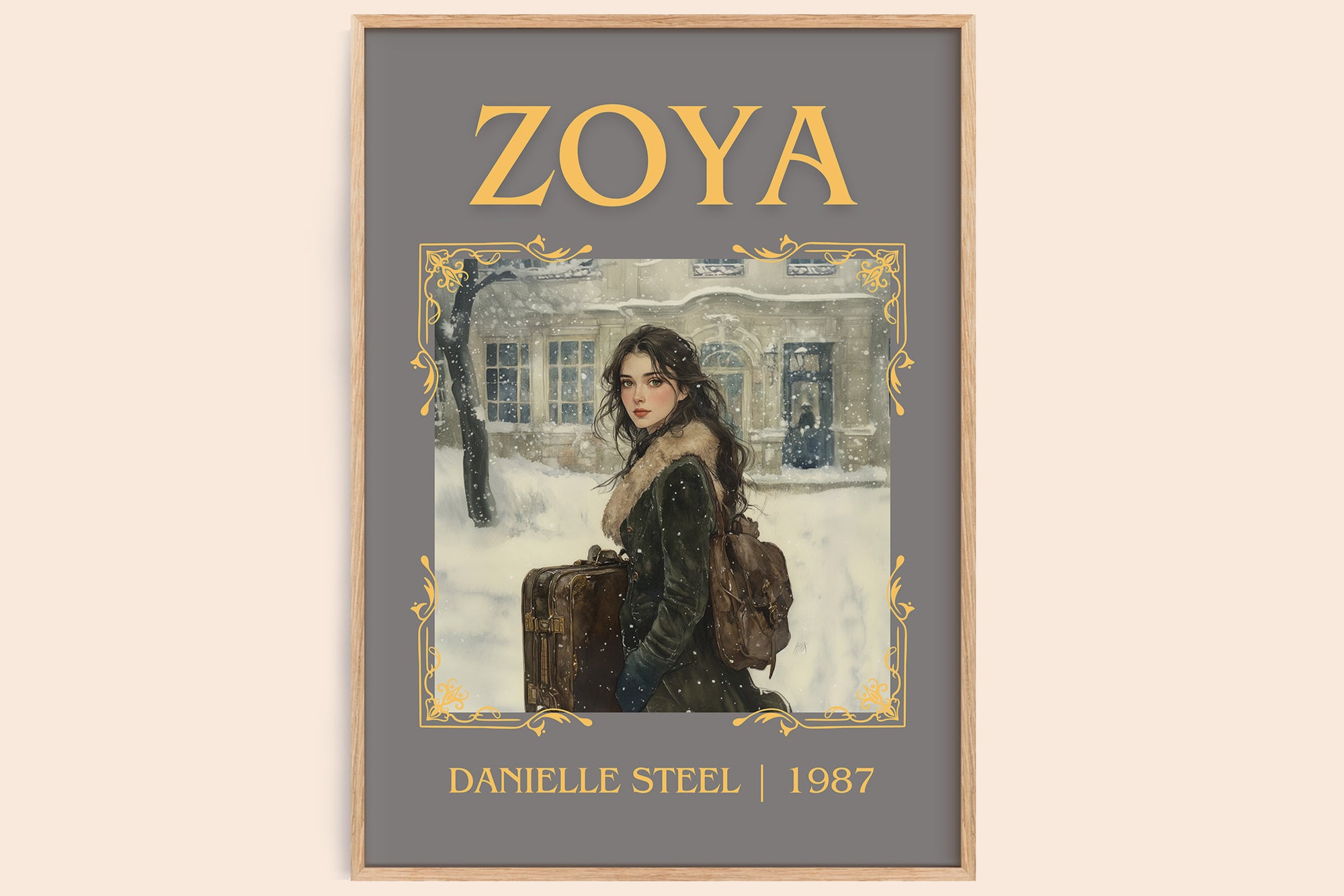 Zoya classic book art book poster by Danielle Steel – framed literary art print