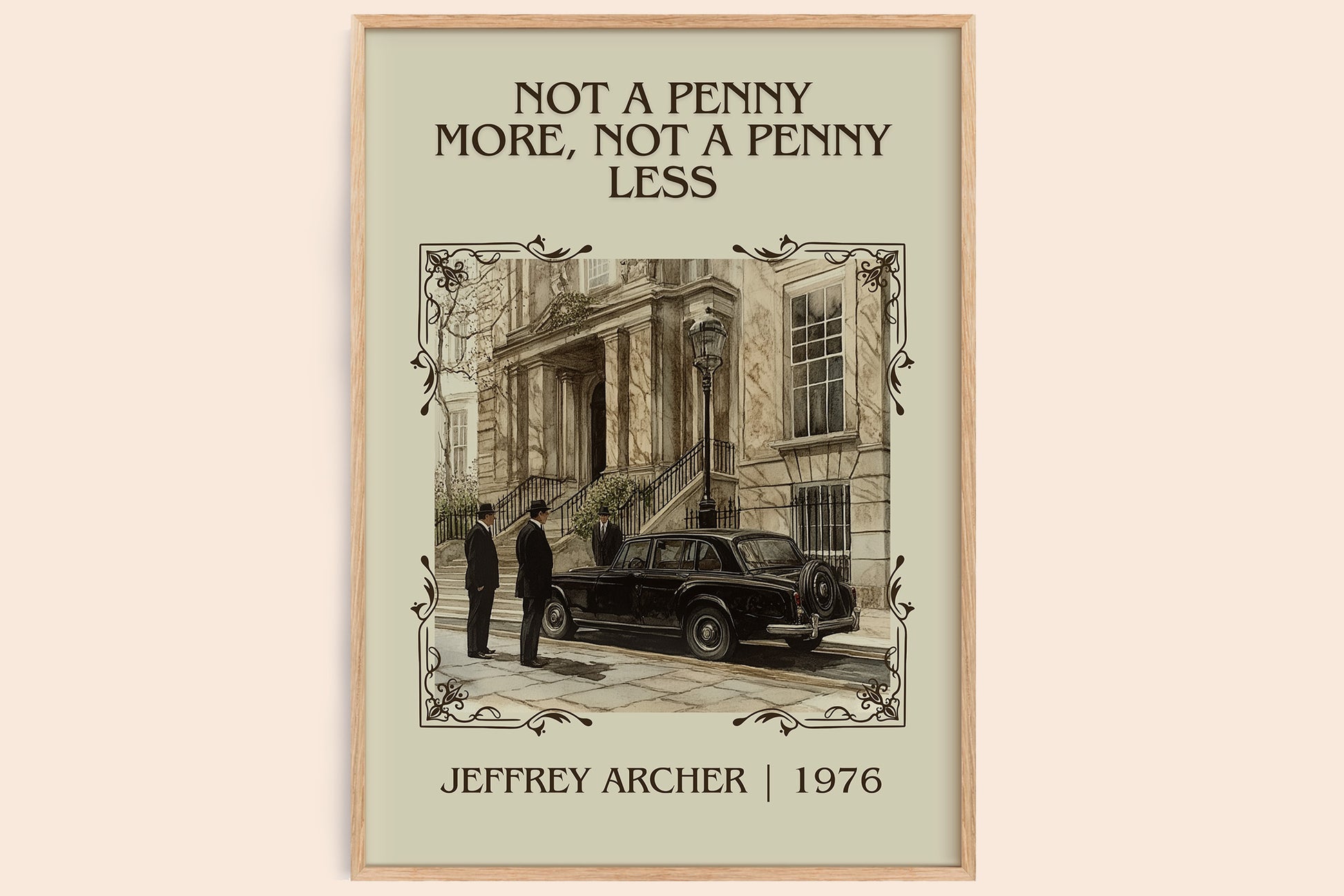 Not a Penny More, Not a Penny Less classic book art book poster by Jeffrey Archer – framed literary art print