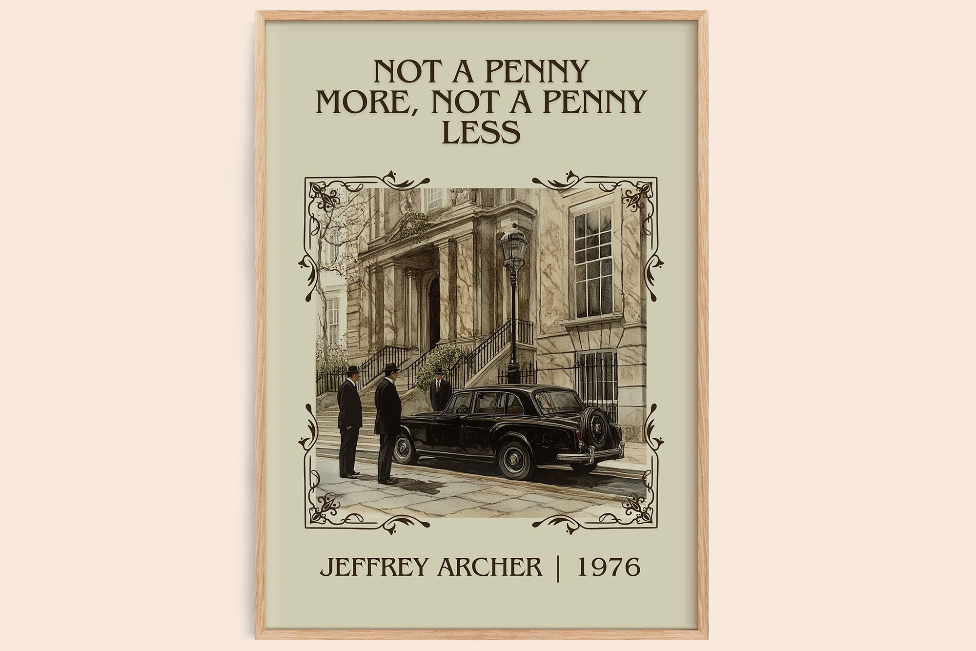 Not a Penny More, Not a Penny Less classic book art book poster by Jeffrey Archer – framed literary art print