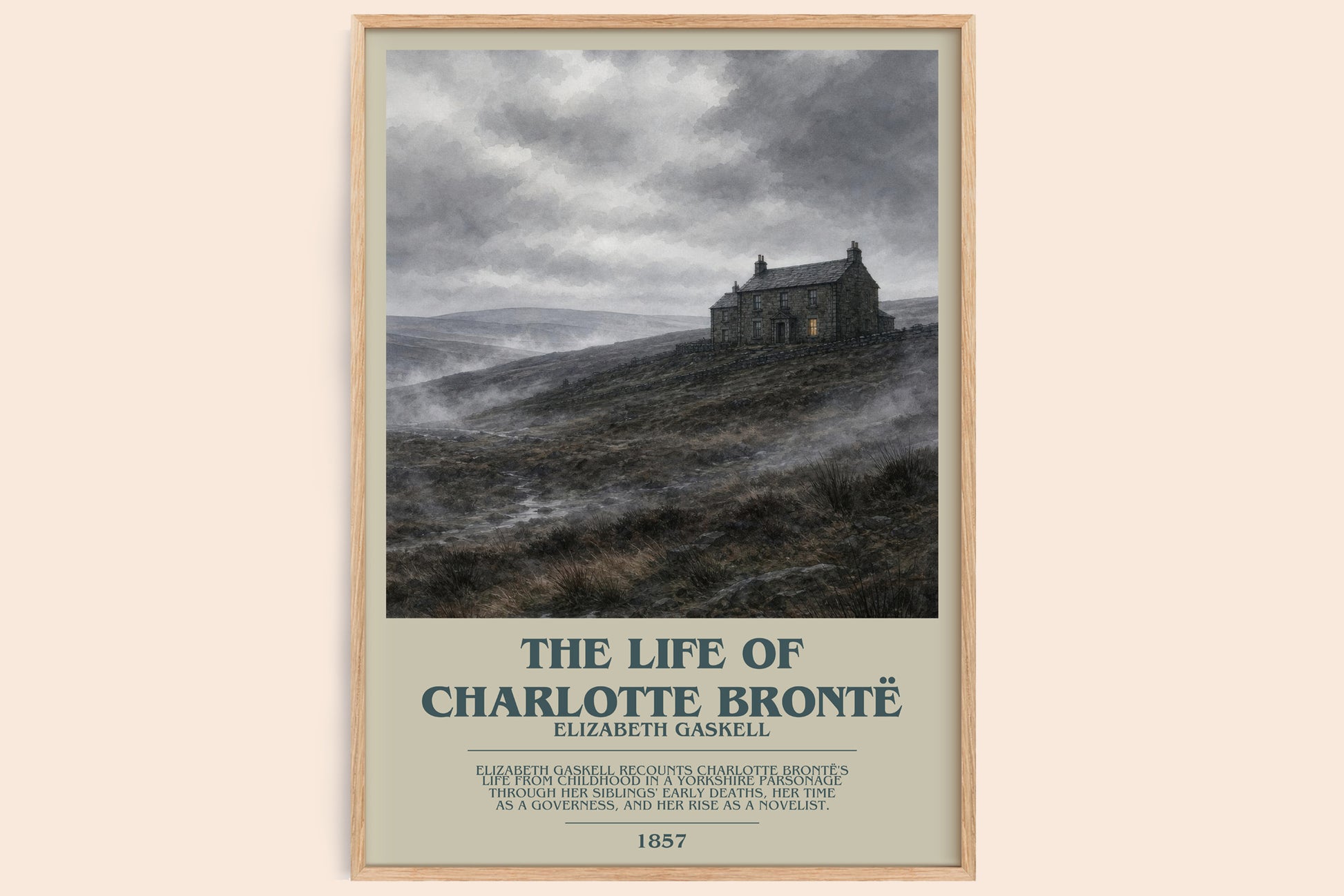 The Life Of Charlotte Brontë bookish book poster by Elizabeth Gaskell – framed literary art print