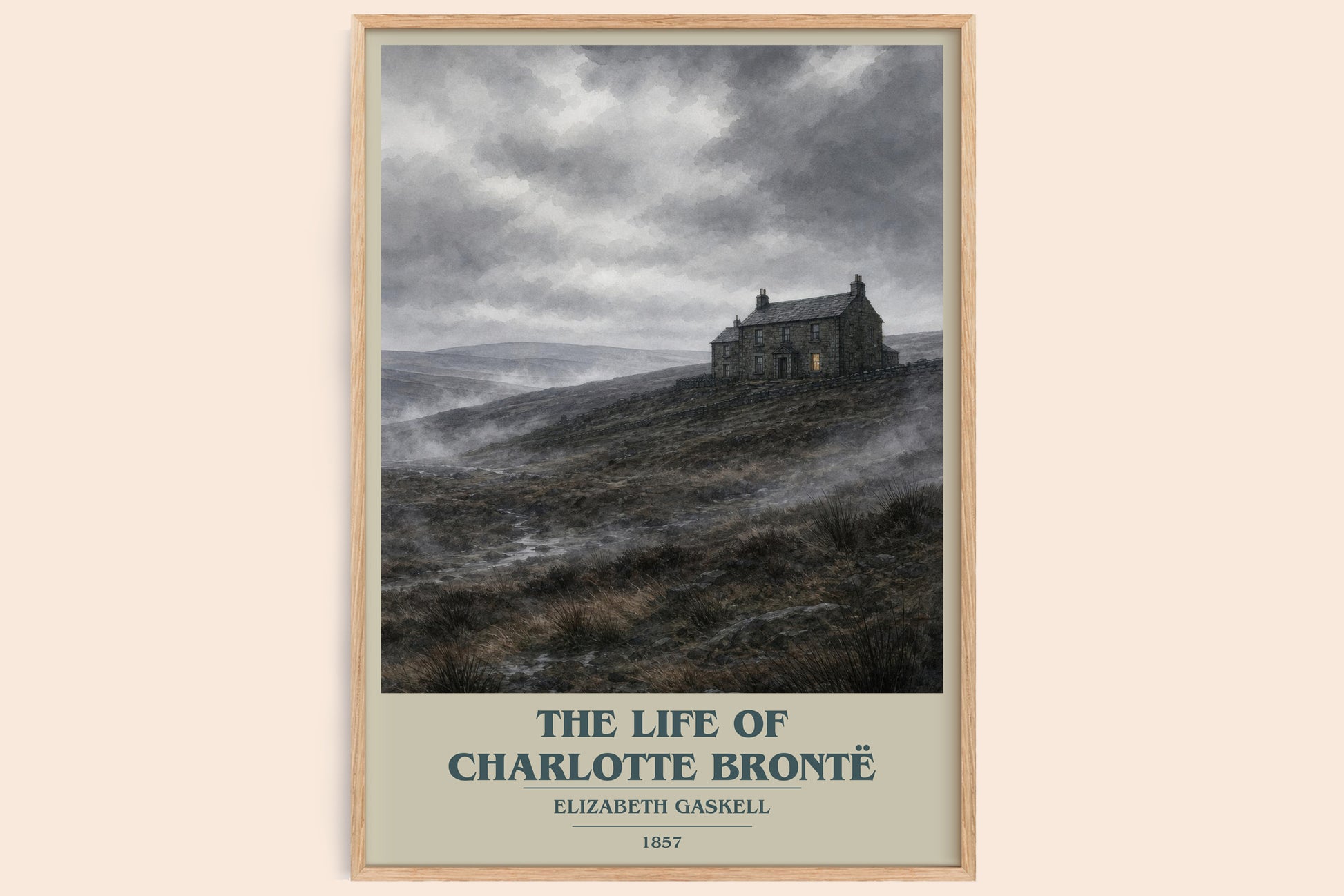 The Life Of Charlotte Brontë book cover book poster by Elizabeth Gaskell – framed literary art print