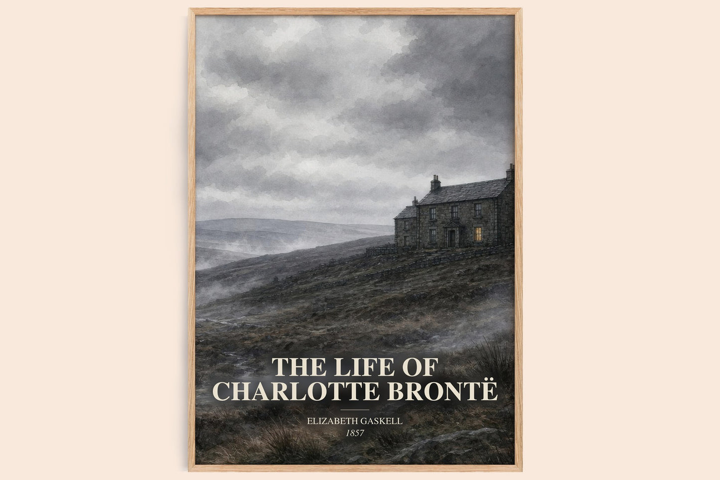 The Life Of Charlotte Brontë watercolour book poster by Elizabeth Gaskell – framed literary art print