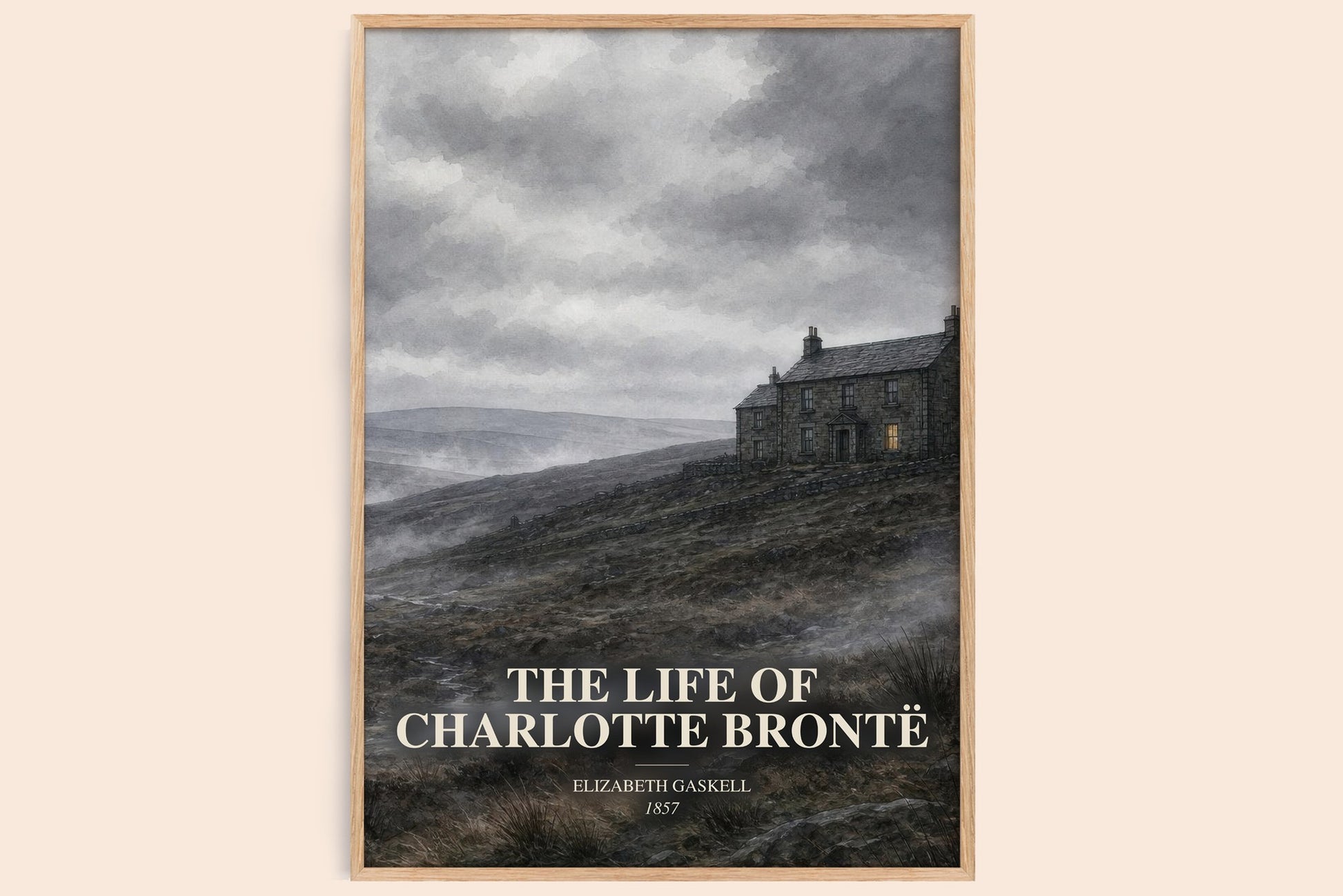 The Life Of Charlotte Brontë watercolour book poster by Elizabeth Gaskell – framed literary art print
