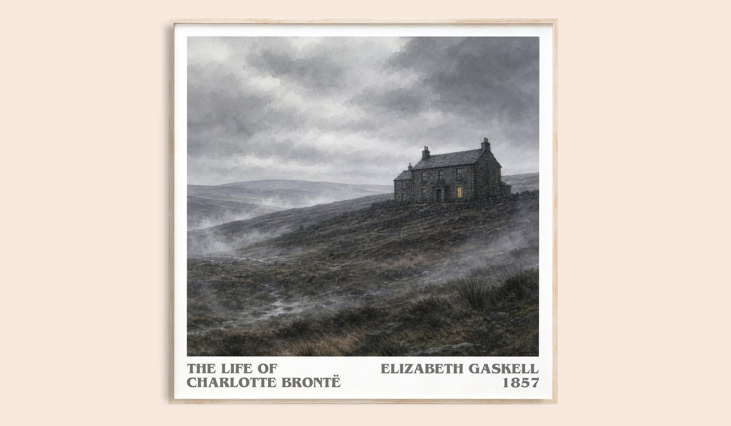 The Life Of Charlotte Brontë literary book poster by Elizabeth Gaskell – framed literary art print