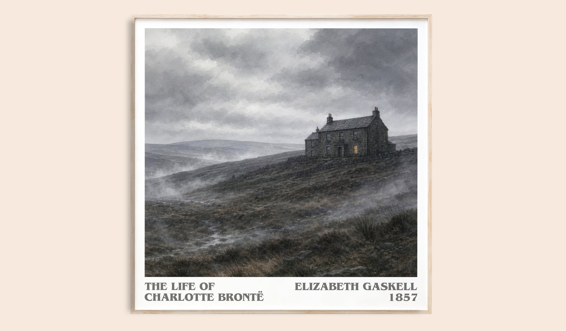 The Life Of Charlotte Brontë literary book poster by Elizabeth Gaskell – framed literary art print