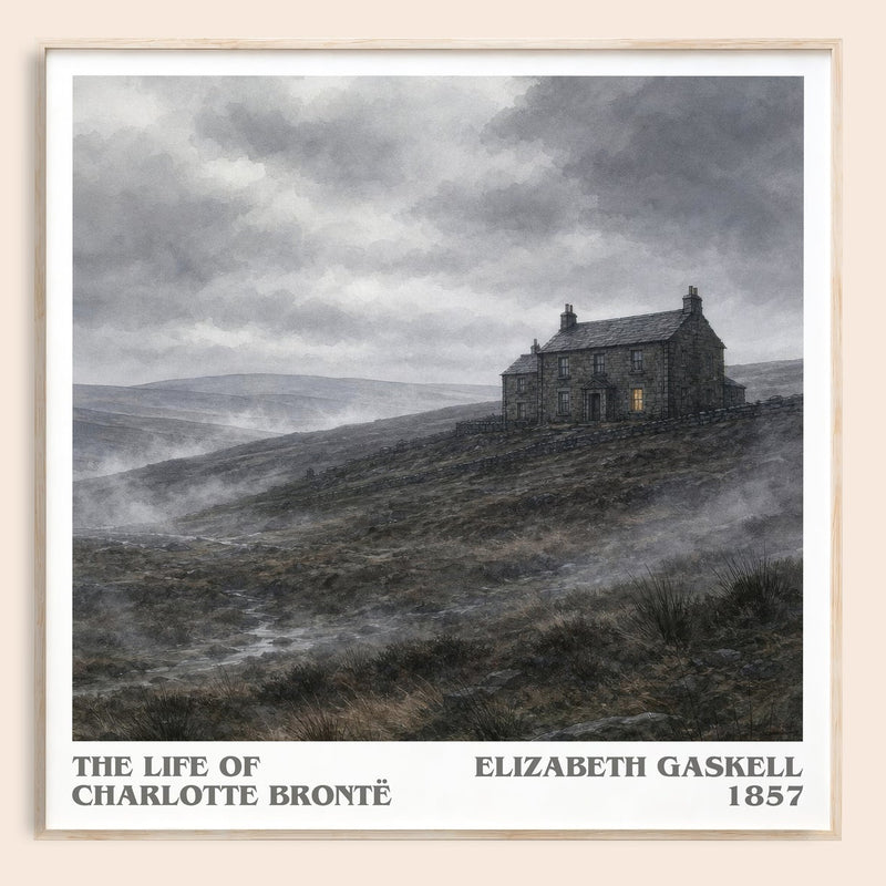 The Life Of Charlotte Brontë literary book poster by Elizabeth Gaskell – framed literary art print