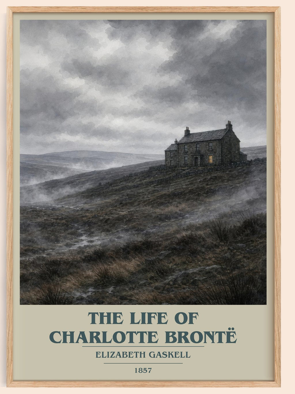The Life Of Charlotte Brontë book cover book poster by Elizabeth Gaskell – framed literary art print