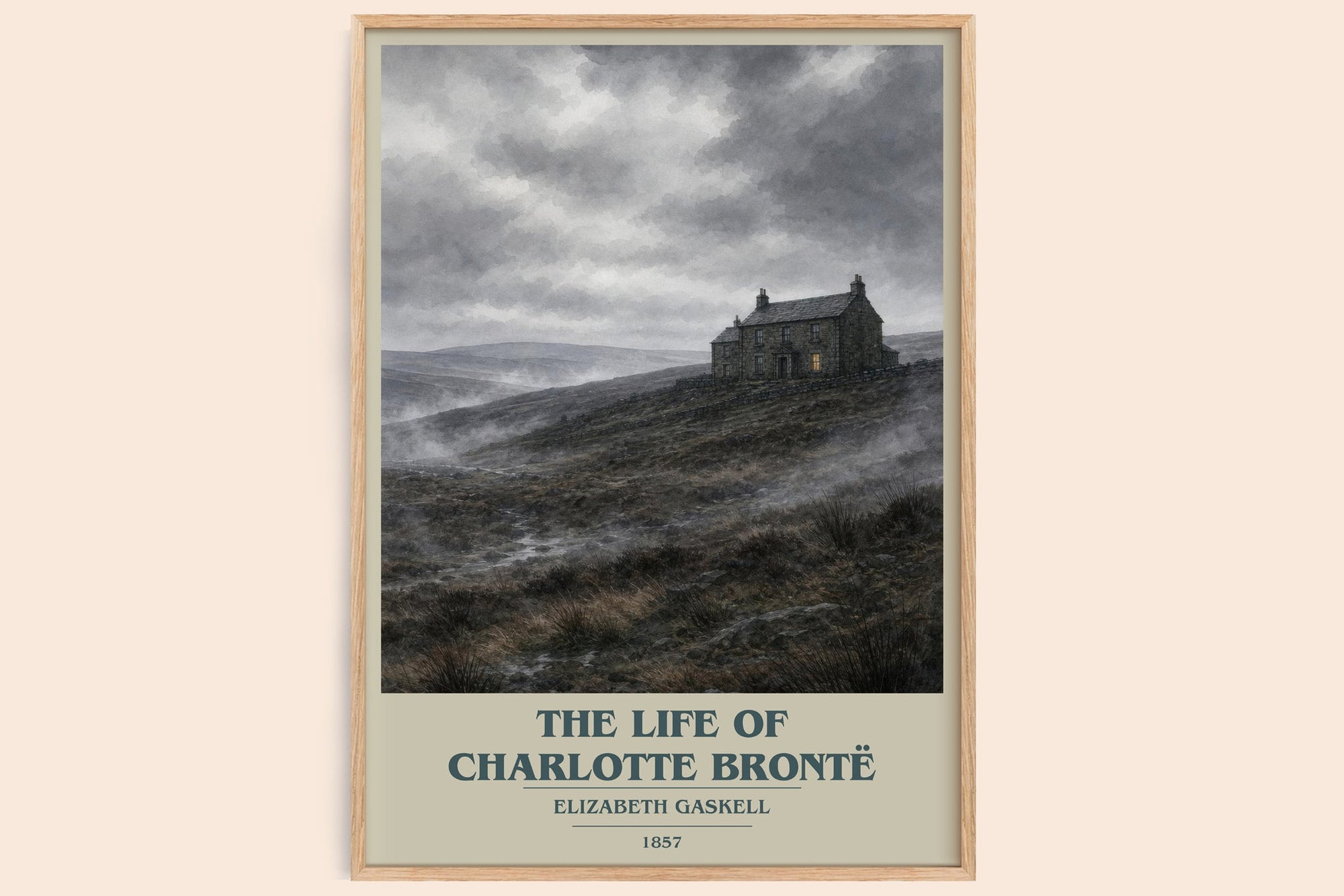 The Life Of Charlotte Brontë book cover book poster by Elizabeth Gaskell – framed literary art print