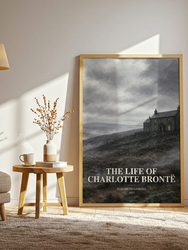 The Life Of Charlotte Brontë watercolour print in frame leaning in hallway – memoir wall art