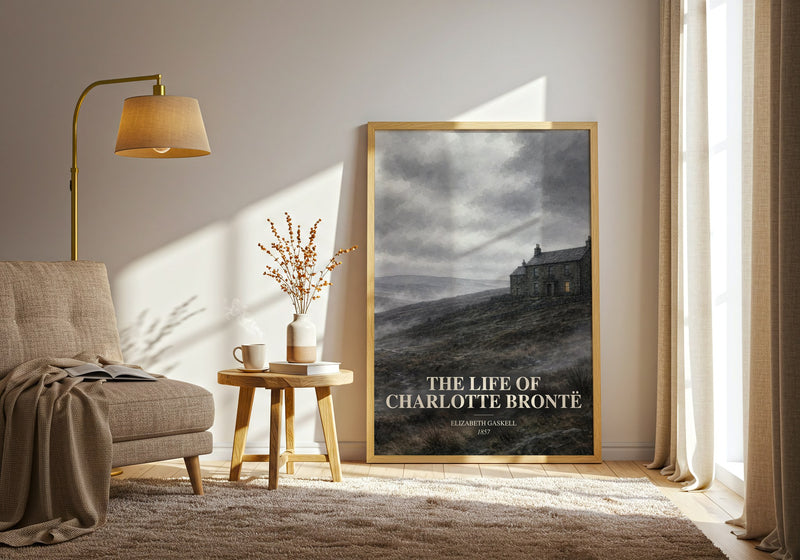 The Life Of Charlotte Brontë watercolour print in frame leaning in hallway – memoir wall art