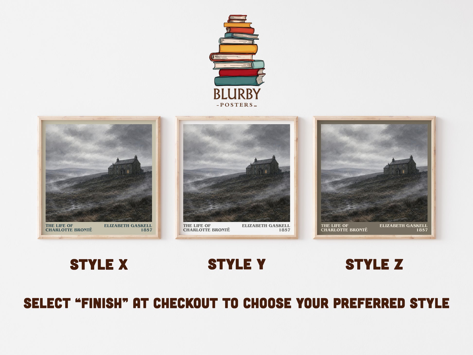 The Life Of Charlotte Brontë literary print in frame leaning in hallway – memoir wall art