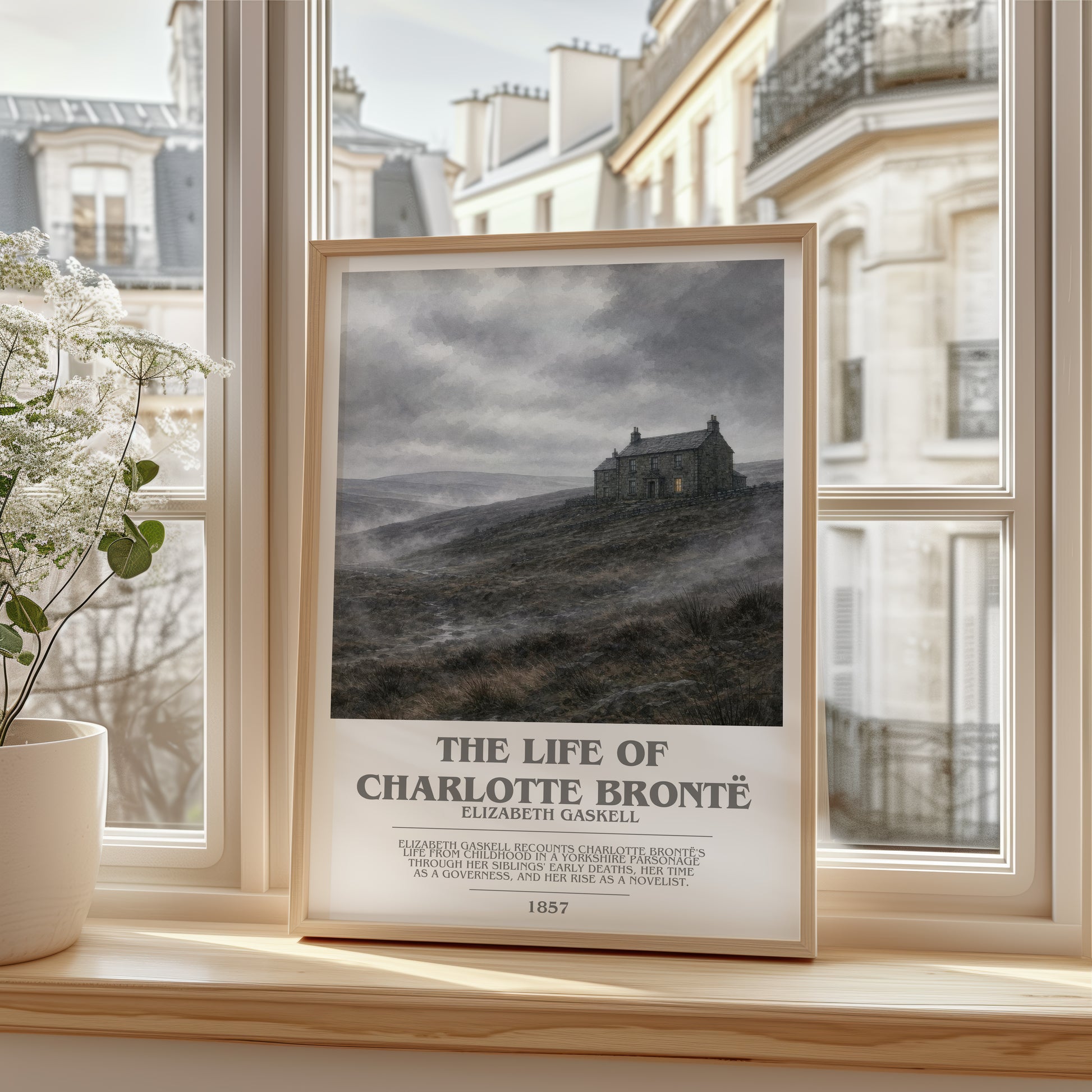 The Life Of Charlotte Brontë bookish poster colour and style options – Elizabeth Gaskell book art
