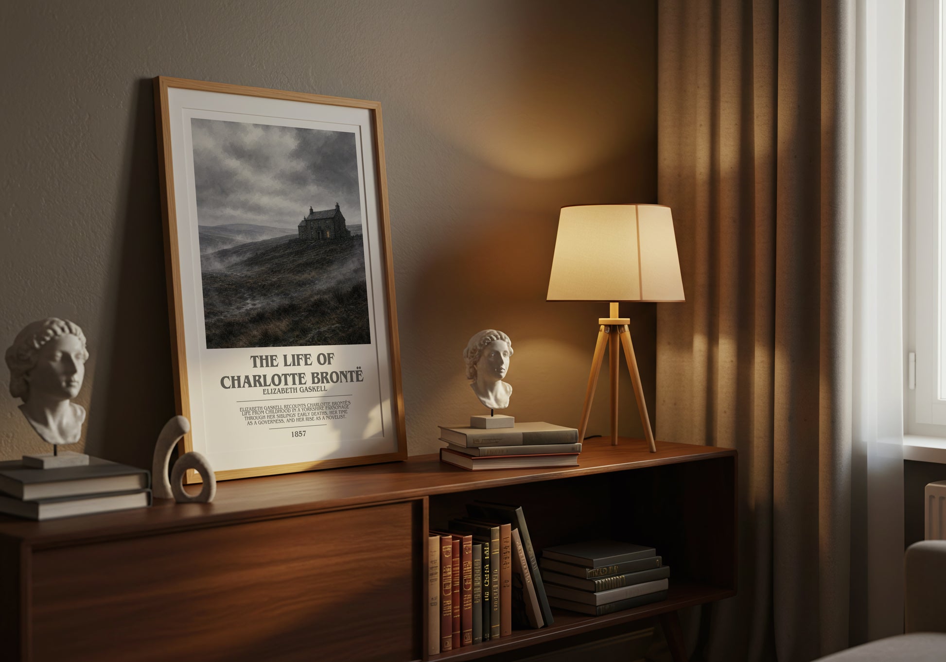 The Life Of Charlotte Brontë bookish book poster framed on wall – memoir wall art