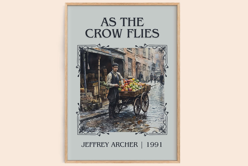 As the Crow Flies classic book art book poster by Jeffrey Archer – framed literary art print