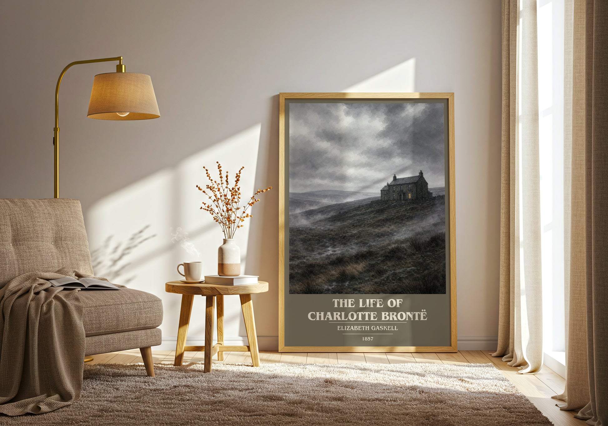The Life Of Charlotte Brontë book cover print on bookshelf – Elizabeth Gaskell fan gift