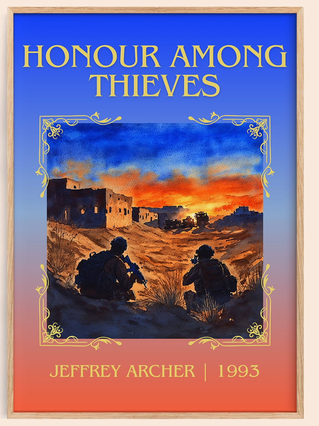 Honour Among Thieves classic book art book poster by Jeffrey Archer – framed literary art print