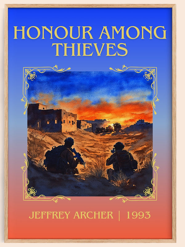 Honour Among Thieves classic book art book poster by Jeffrey Archer – framed literary art print