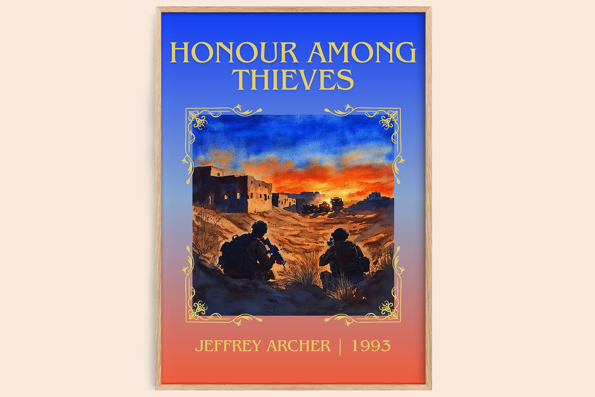 Honour Among Thieves classic book art book poster by Jeffrey Archer – framed literary art print