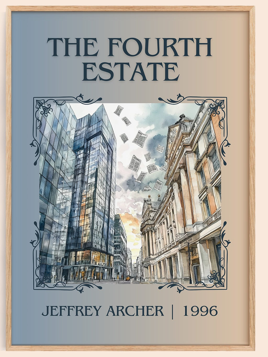 The Fourth Estate classic book art book poster by Jeffrey Archer – framed literary art print