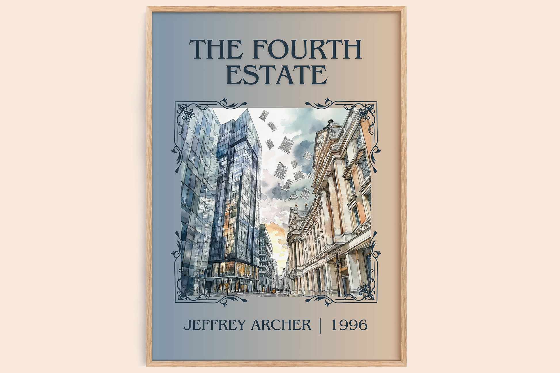 The Fourth Estate classic book art book poster by Jeffrey Archer – framed literary art print