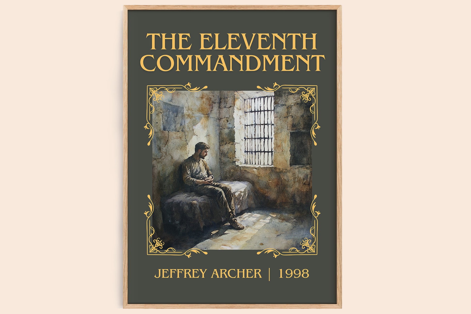 The Eleventh Commandment classic book art book poster by Jeffrey Archer – framed literary art print