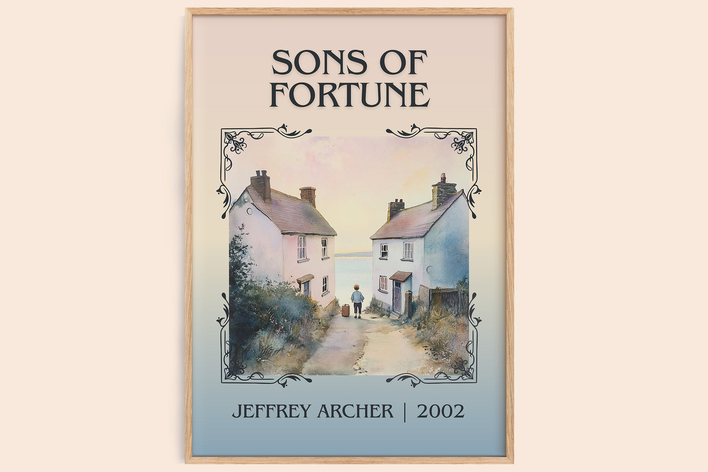 Sons of Fortune classic book art book poster by Jeffrey Archer – framed literary art print