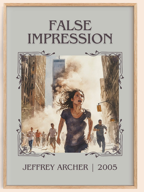 False Impression classic book art book poster by Jeffrey Archer – framed literary art print