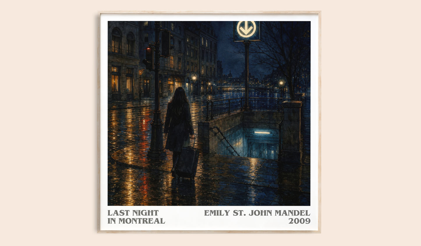 Last Night In Montreal literary book poster by Emily St. John Mandel – framed literary art print