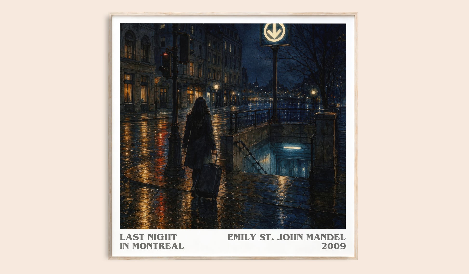 Last Night In Montreal literary book poster by Emily St. John Mandel – framed literary art print