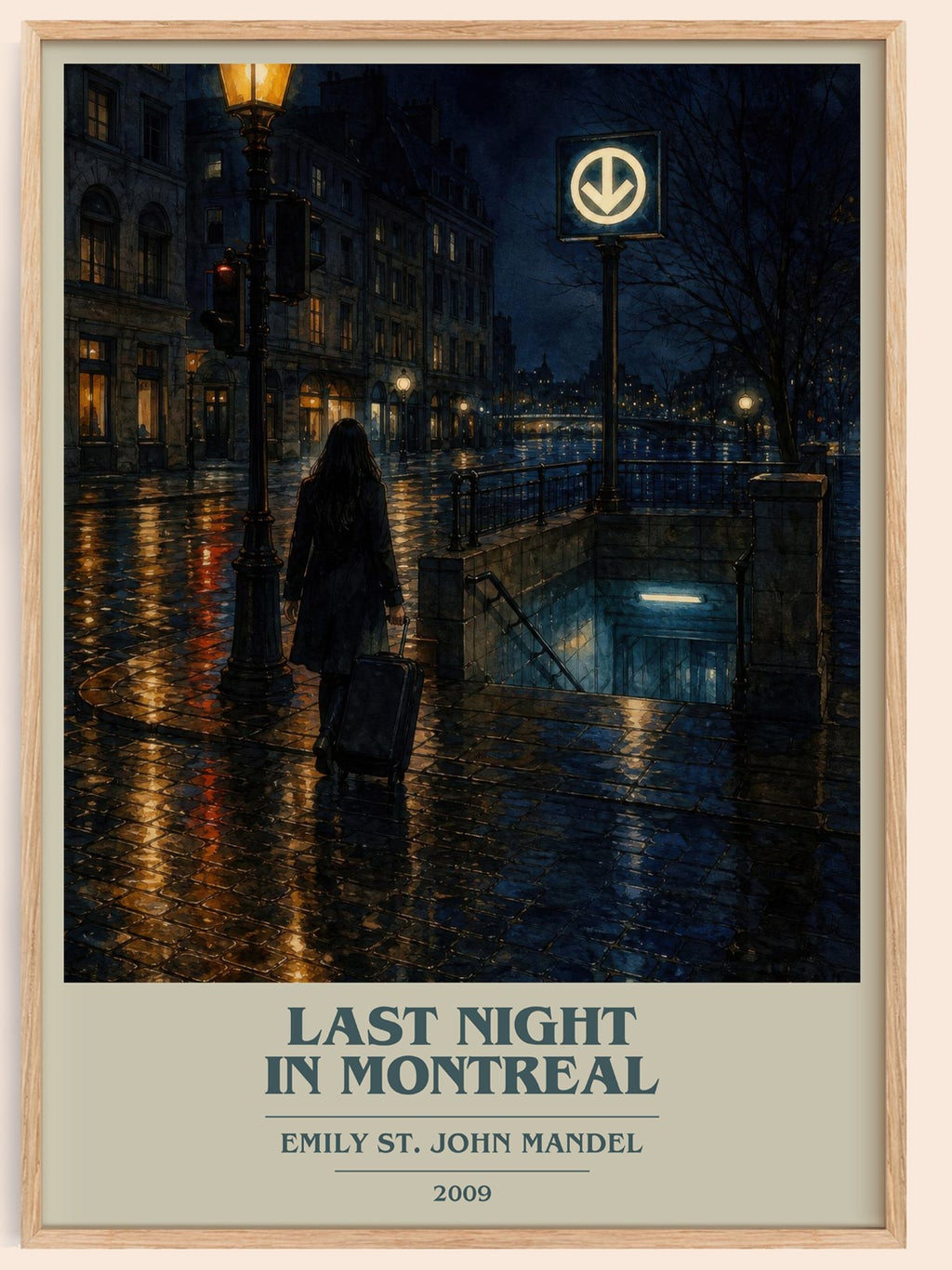 Last Night In Montreal book cover book poster by Emily St. John Mandel – framed literary art print