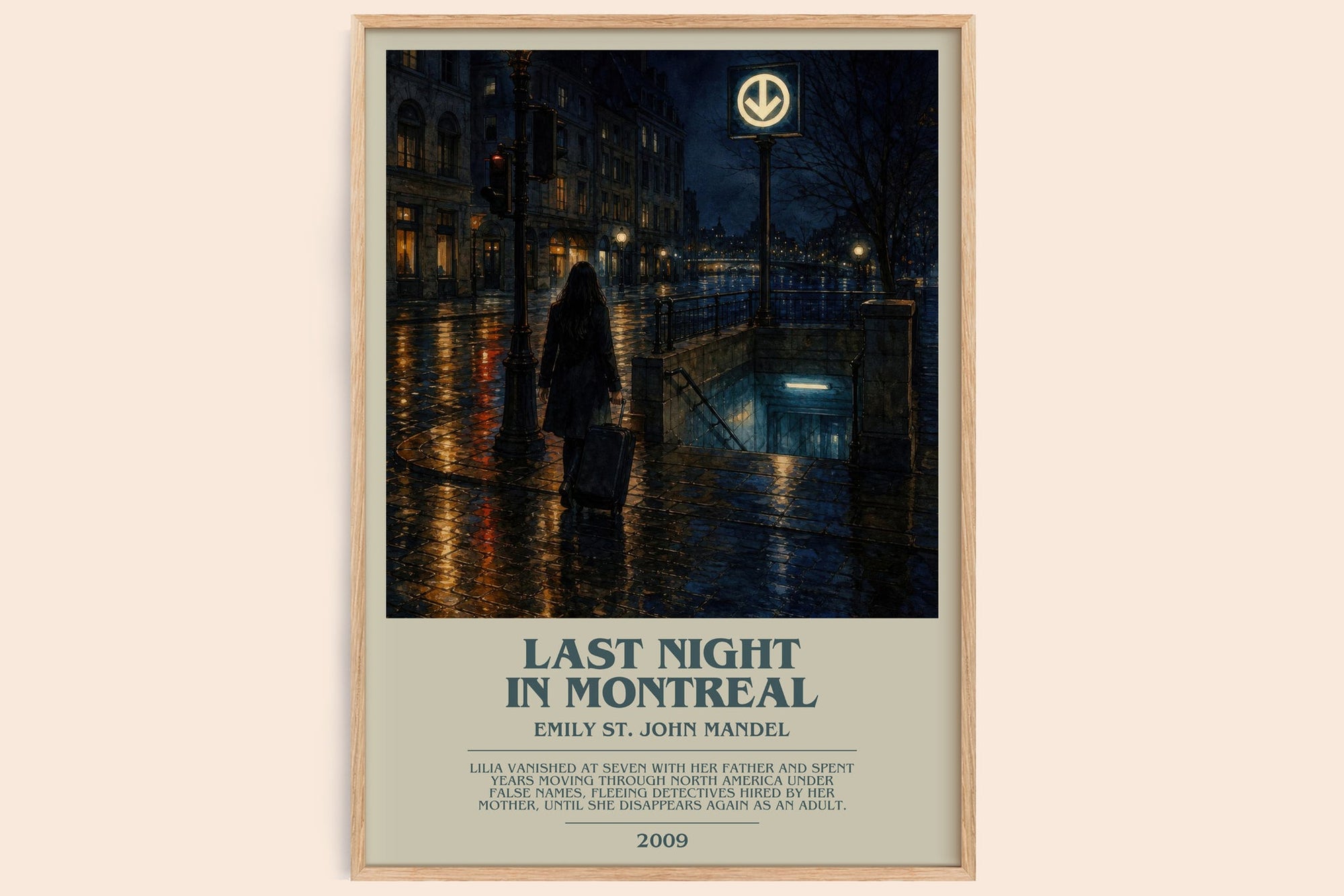 Last Night In Montreal bookish book poster by Emily St. John Mandel – framed literary art print