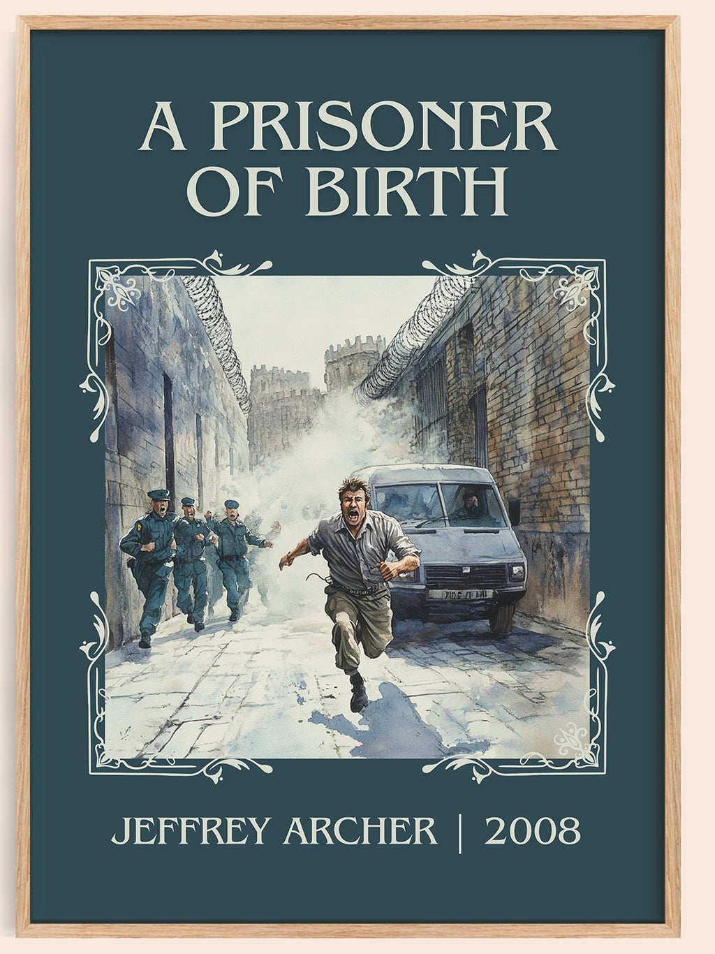 A Prisoner of Birth classic book art book poster by Jeffrey Archer – framed literary art print