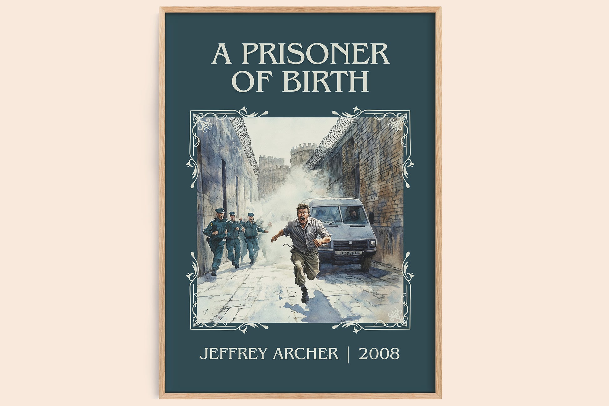 A Prisoner of Birth classic book art book poster by Jeffrey Archer – framed literary art print
