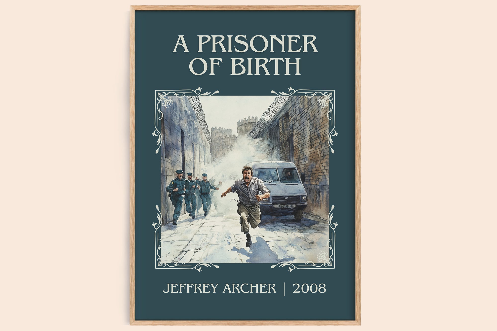 A Prisoner of Birth classic book art book poster by Jeffrey Archer – framed literary art print
