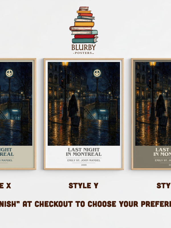 Last Night In Montreal book cover print in frame leaning in hallway – literary fiction wall art