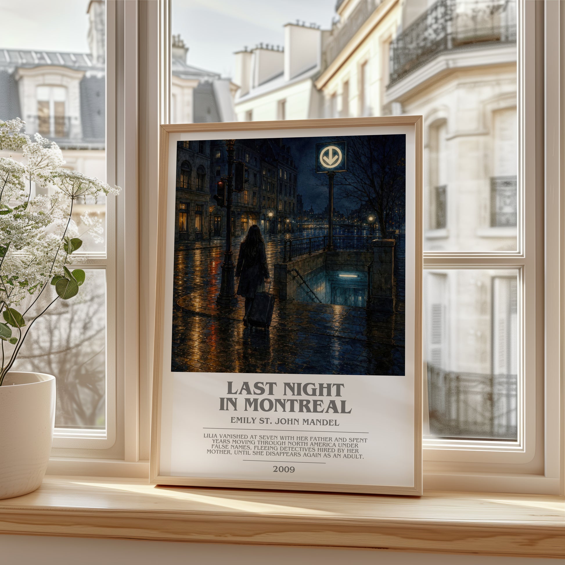 Last Night In Montreal bookish poster colour and style options – Emily St. John Mandel book art
