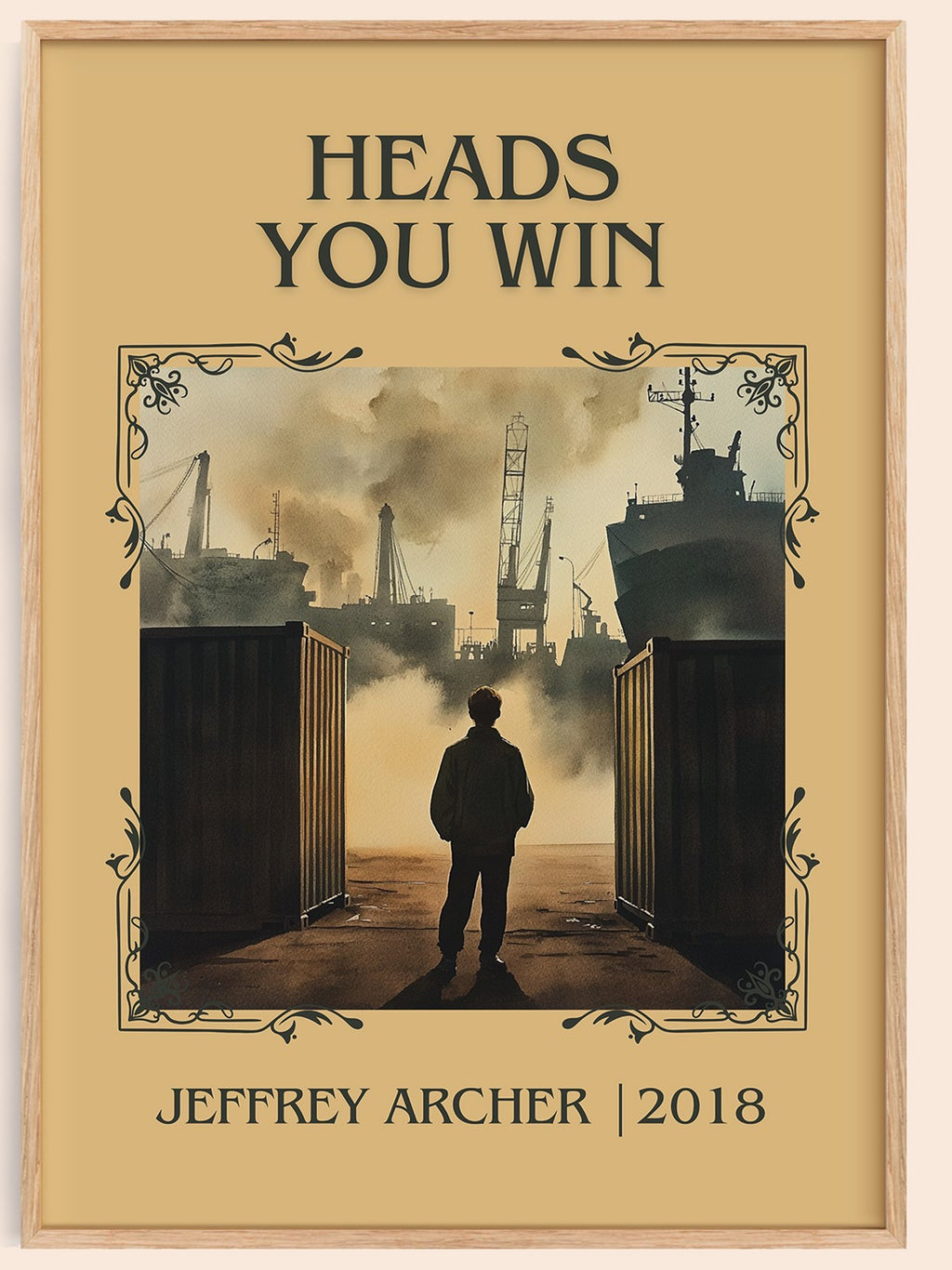 Heads You Win classic book art book poster by Jeffrey Archer – framed literary art print