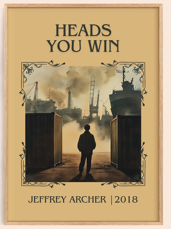 Heads You Win classic book art book poster by Jeffrey Archer – framed literary art print