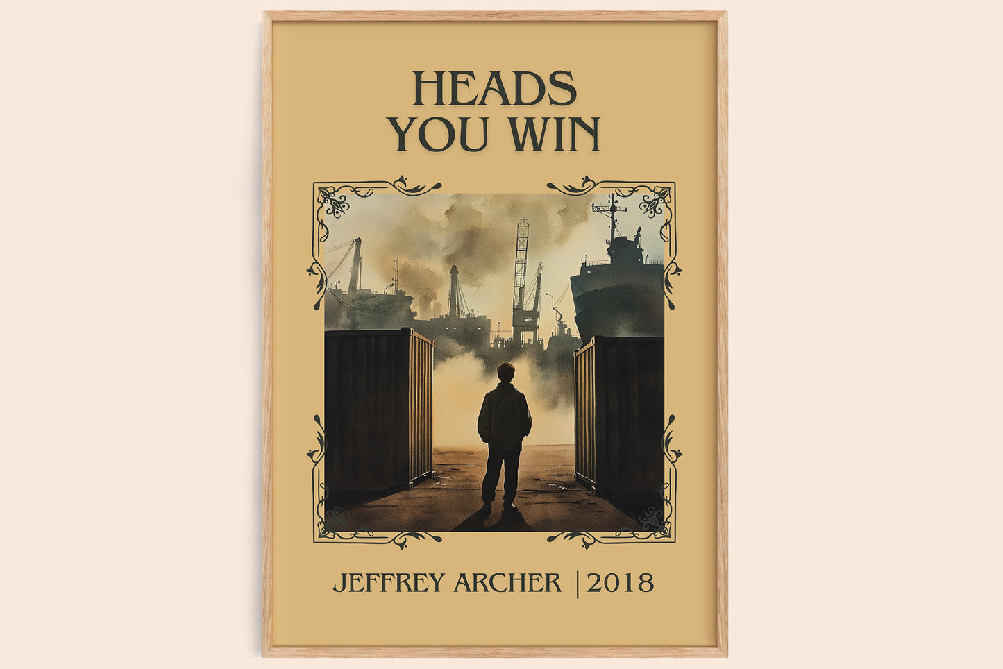 Heads You Win classic book art book poster by Jeffrey Archer – framed literary art print