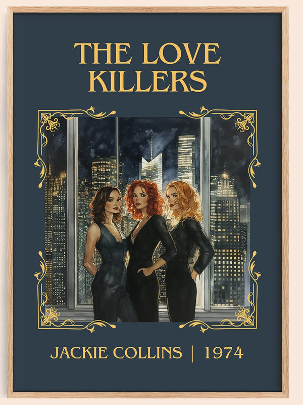 The Love Killers classic book art book poster by Jackie Collins – framed literary art print